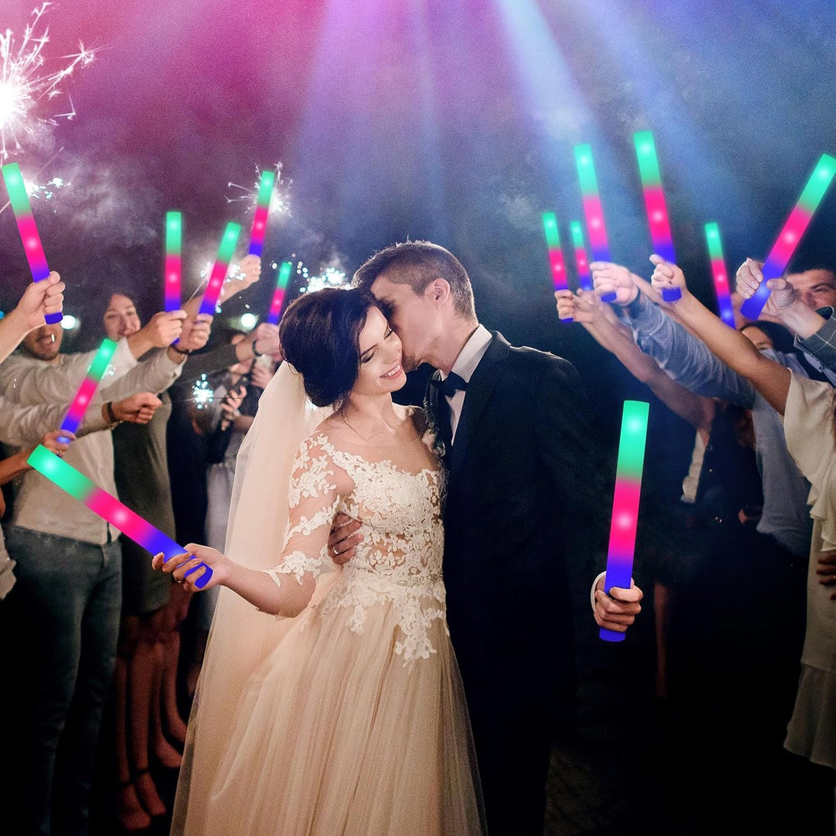 105 PCS LED Foam Glow Sticks, Glow Sticks Bulk Party Pack with 3 Modes Colorful Flashing, Glow in
