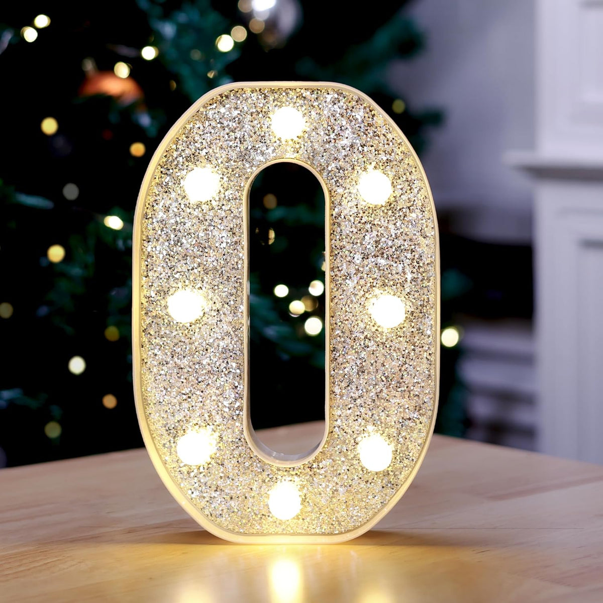 Marquee Light Up Letters, Glitter Silver LED Letter Lights Battery Powered Alphabet Letter Sign for