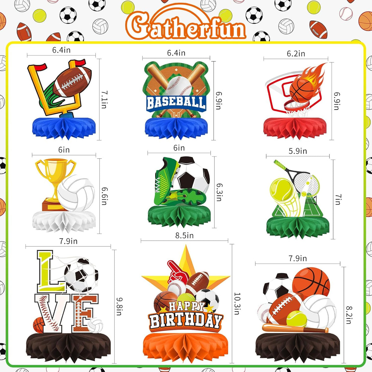 Sports Themed Party Decorations Kit - Honeycomb Centerpiece for Sports Birthday Party Decorations&