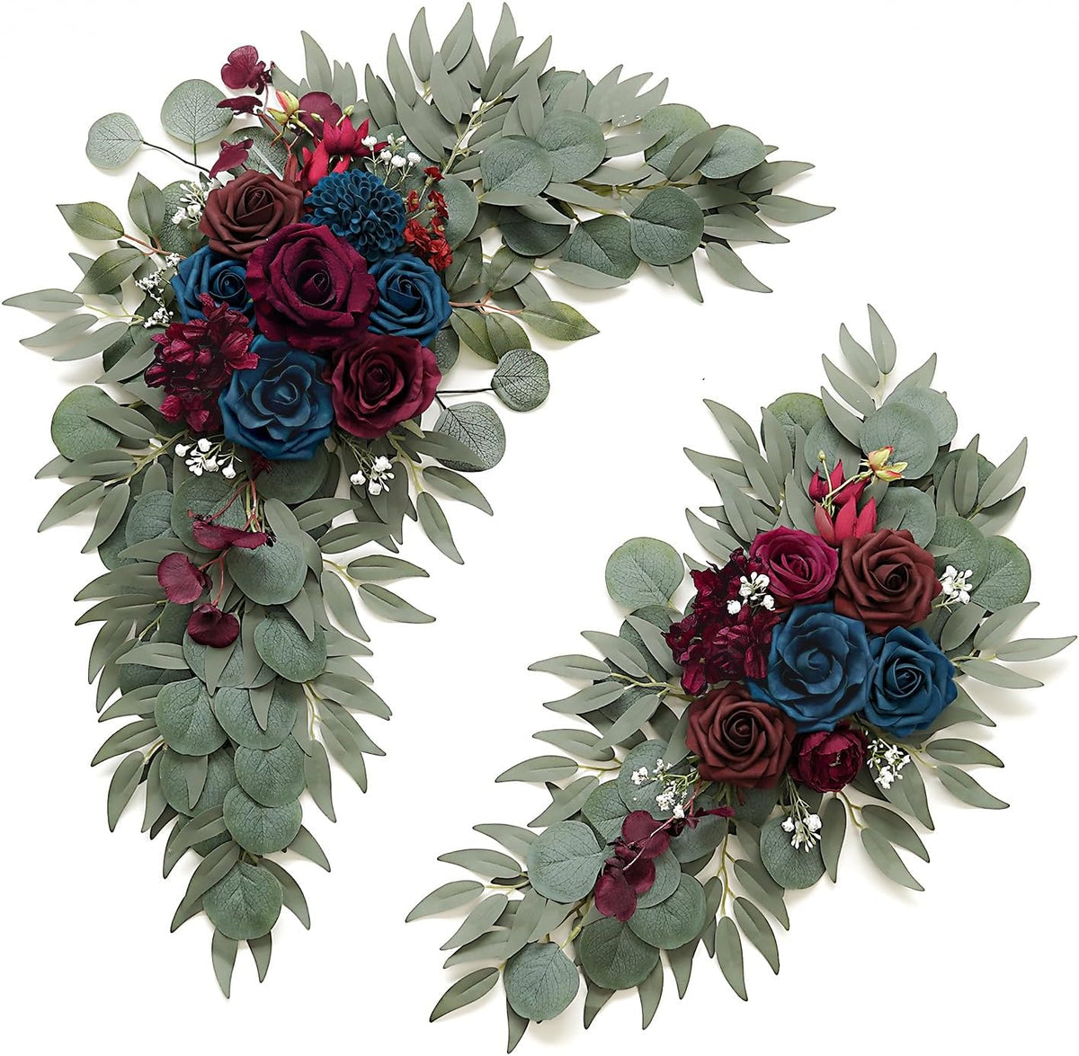 Navy and Burgundy Flower for Wedding Welcome Signs Decorations, Artificial Burgundy Wedding Arch