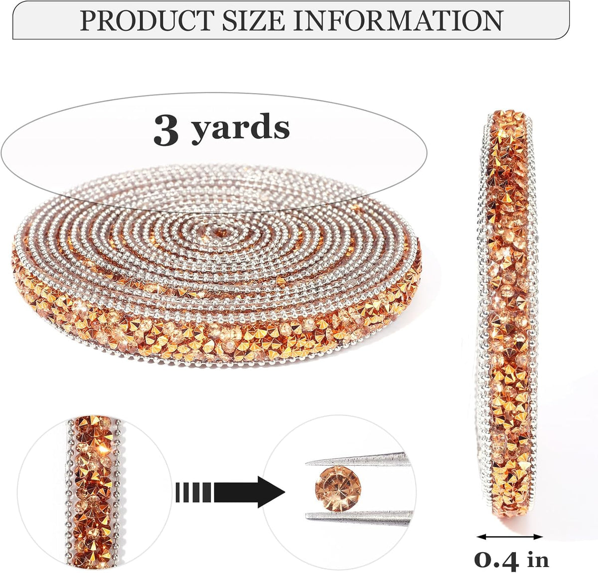 Rhinestone Ribbon 3 Yards Self Adhesive Rhinestone Strips Diamond Ribbon Sticker Crystal Roll
