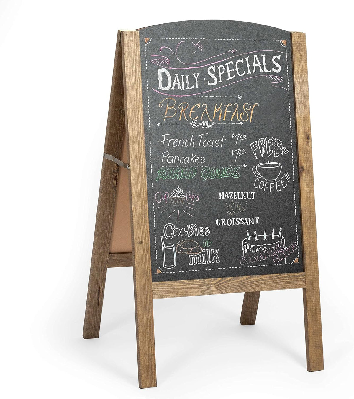 Ilyapa A-Frame Chalkboard Sidewalk Sign - Rounded Top Folding Standing Sandwich Sign for
