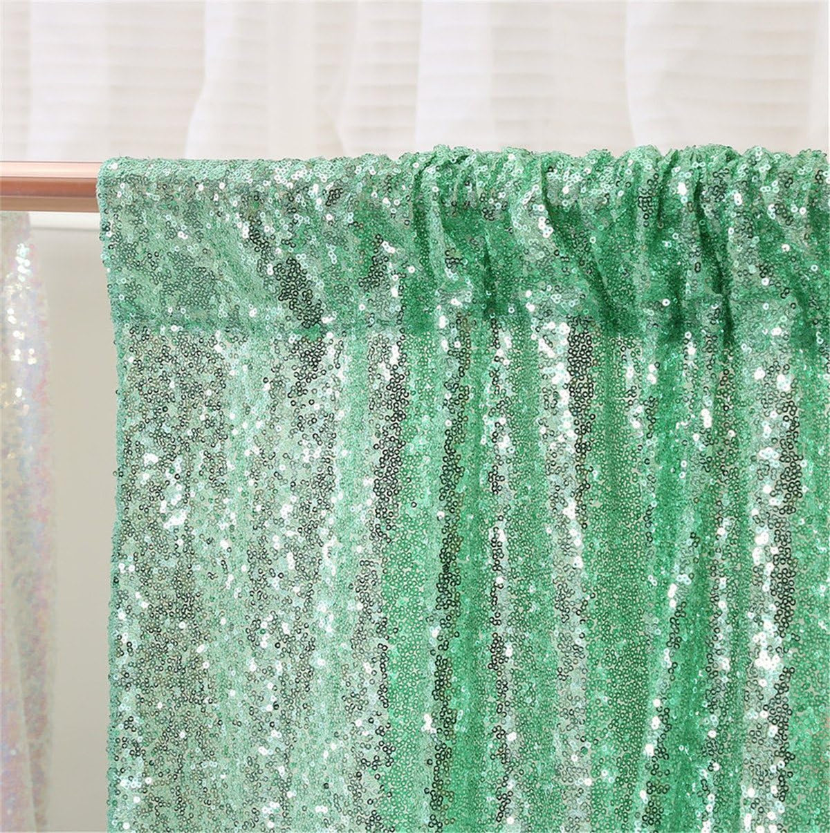 Eternal Beauty Mint Green Sequin Backdrop, 10x10 Ft Glitter Background Curtains for Shimmer