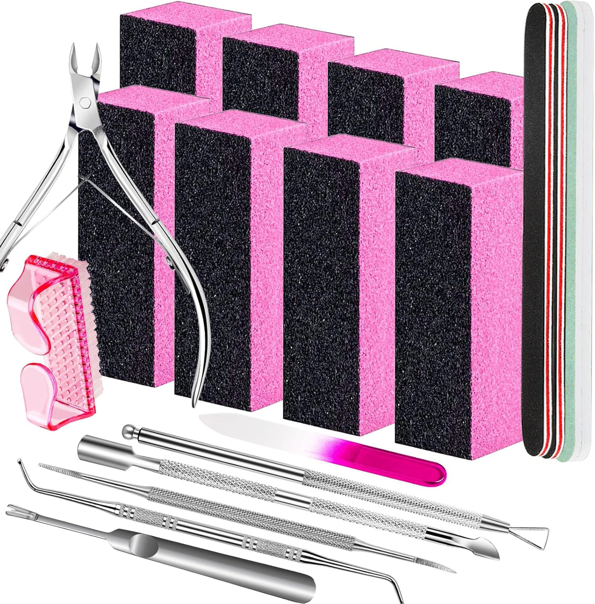 FANDAMEI Nail Buffers and Files, Nail Care Kit, Nail Cuticle Tools Set, Manicure Tools, Finger Nail
