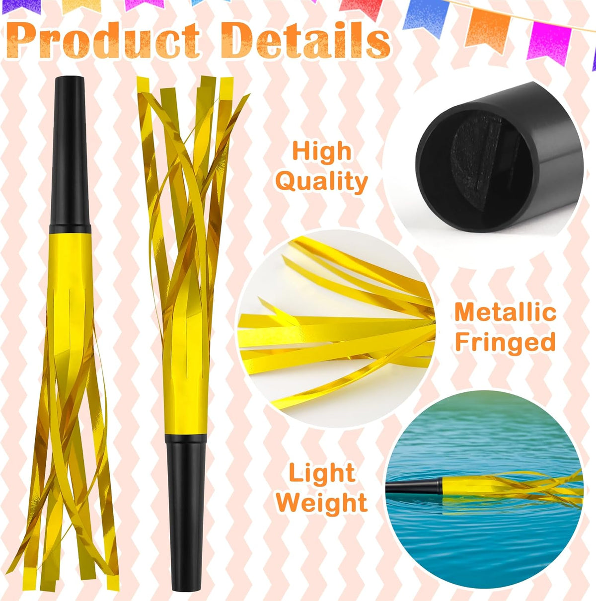 24 PC Gold Party Favors Party Blowers for Adults Party Horns Birthday Blowers Noisemakers Blowouts