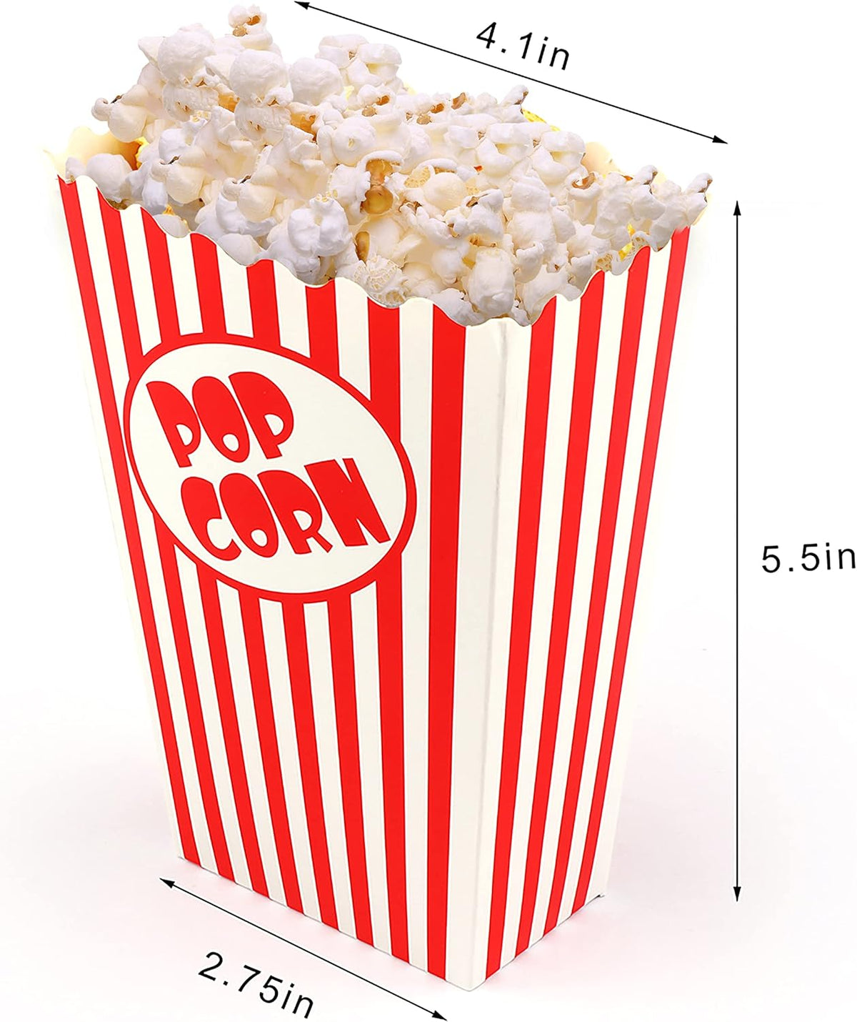 50 Pcs Small Popcorn Boxes for Party 5.5 Inches Tall Red & White Striped Popcorn Bags Mini Popcorn