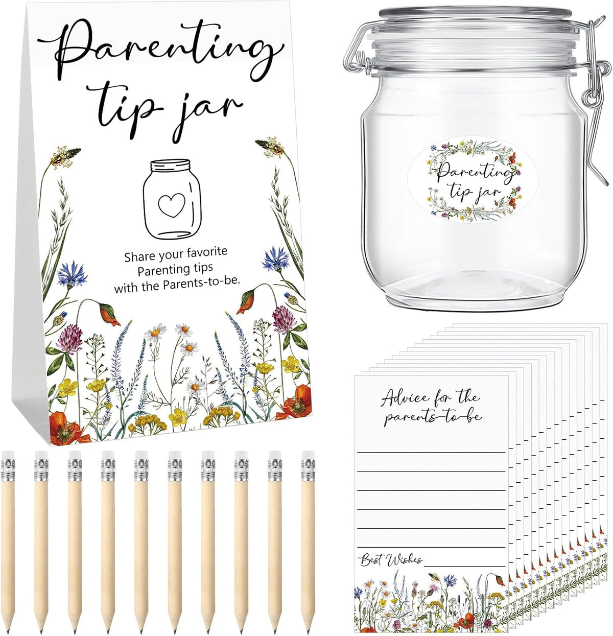 Roowest Baby Shower to Baby Advice Cards for New Parents to Be - Tip Jar Sign for New Parents 60