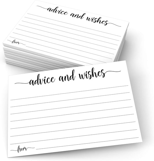 321Done Advice and Wishes Cards (50 Cards) 4" x 6" White Blank Well Wishes for Wedding, Bridal, Mr