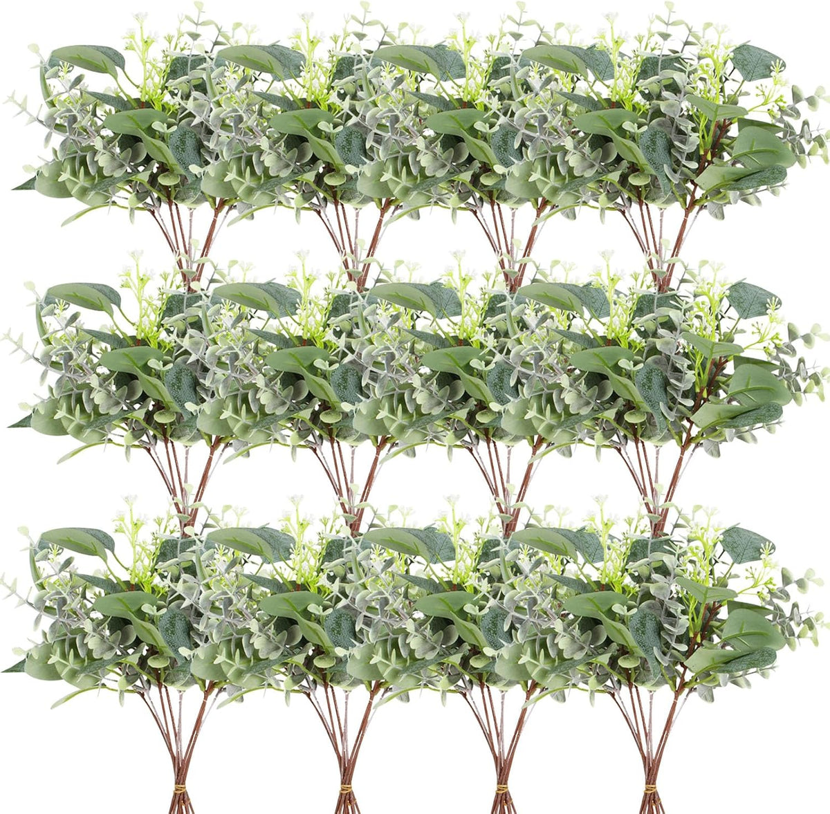 120 PCS Artificial Eucalyptus Stems Bulk Faux Silver Dollar Leaves for Vase Bouquets Baby