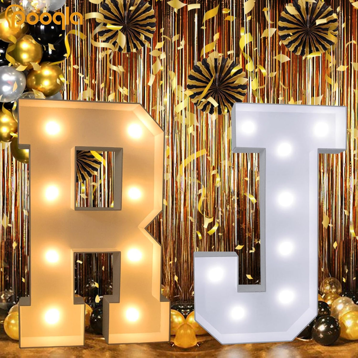 Pooqla 3FT Light Up Marquee Letters, Cool White and Warm White LED Large Lighted Marquee Letters
