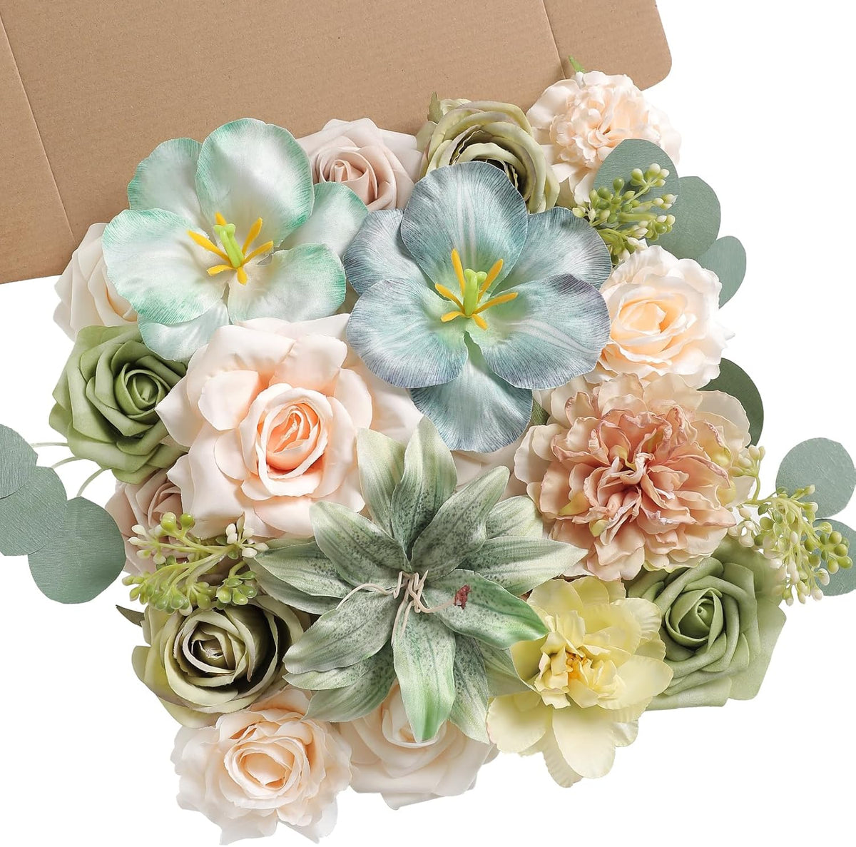 Serra Flora Artificial Flower Combo Fake Peony Rose Silk Flowers for DIY Wedding Bridal Bouquet