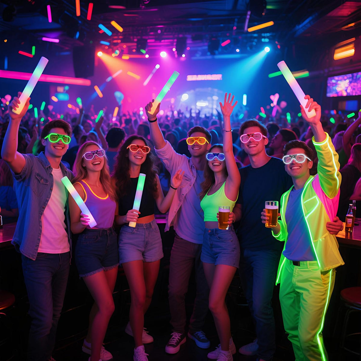 42 Packs LED Glasses 7 Neon Colorsï¼?2 NEW Neon Colors Added ）glow in the dark party supplies Favor