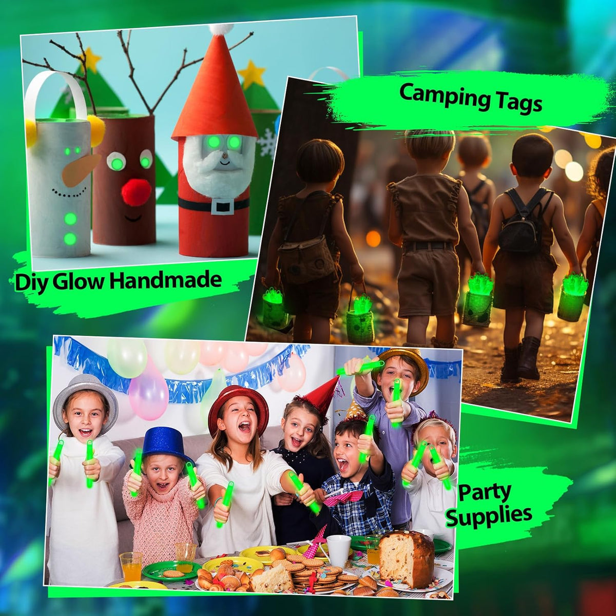 Lewtemi 50 Set 4'' Glow Sticks Bulk, Hallowee Glow in The Dark Party Supplies, Emergency Light