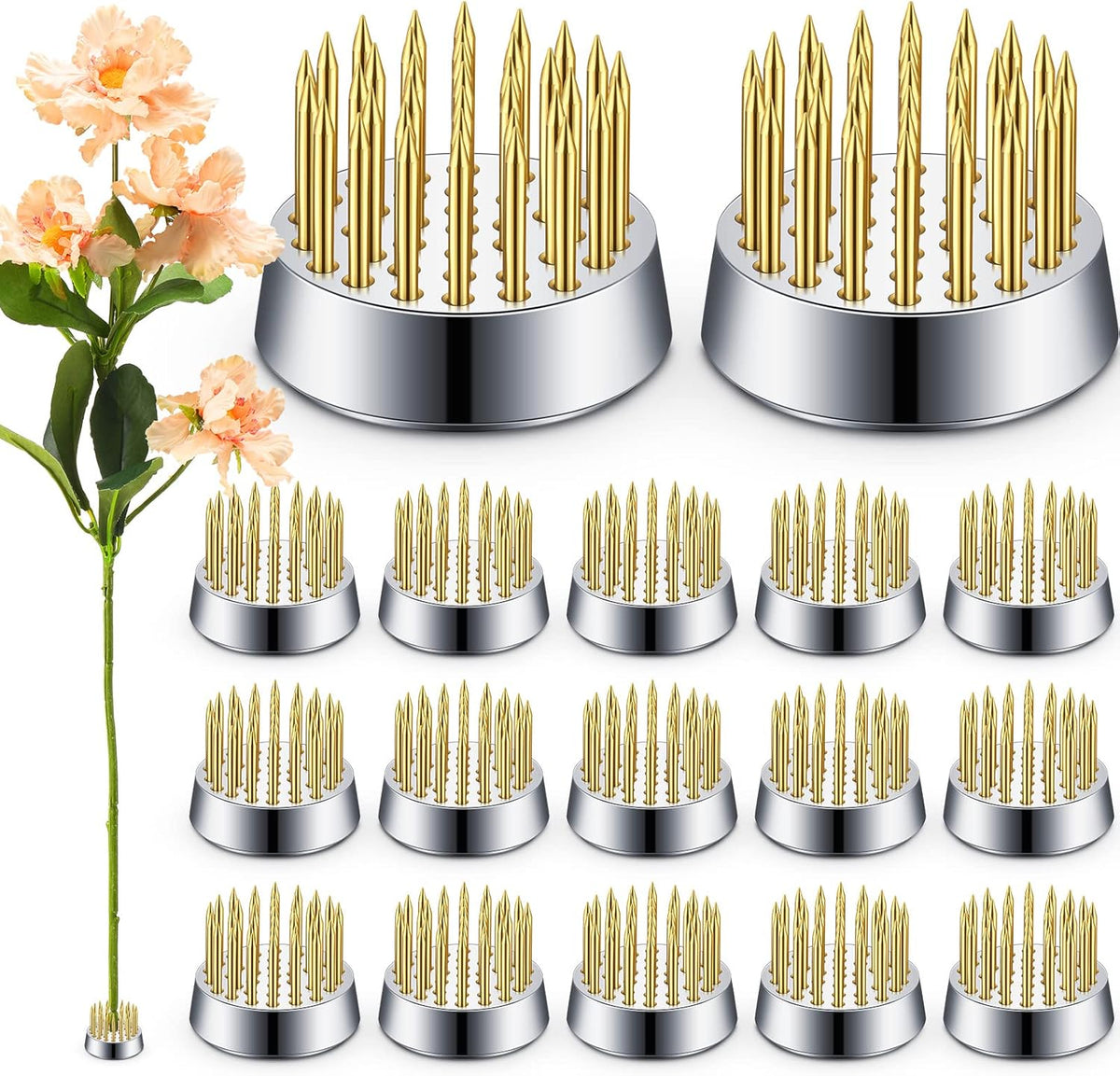 Kritkin 24 Pieces Flower Frogs Holder Mini Floral Round Flower Japanese Arranger Fixed Pin Holder