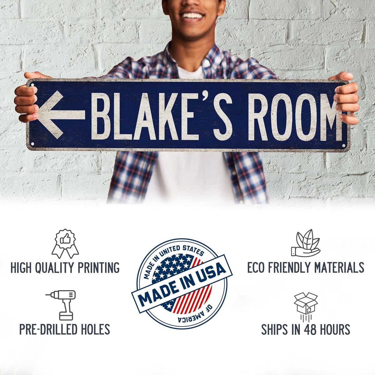 Custom Vintage Street Sign Personalized Directional Signs - Made In USA - Custom Text Personalized