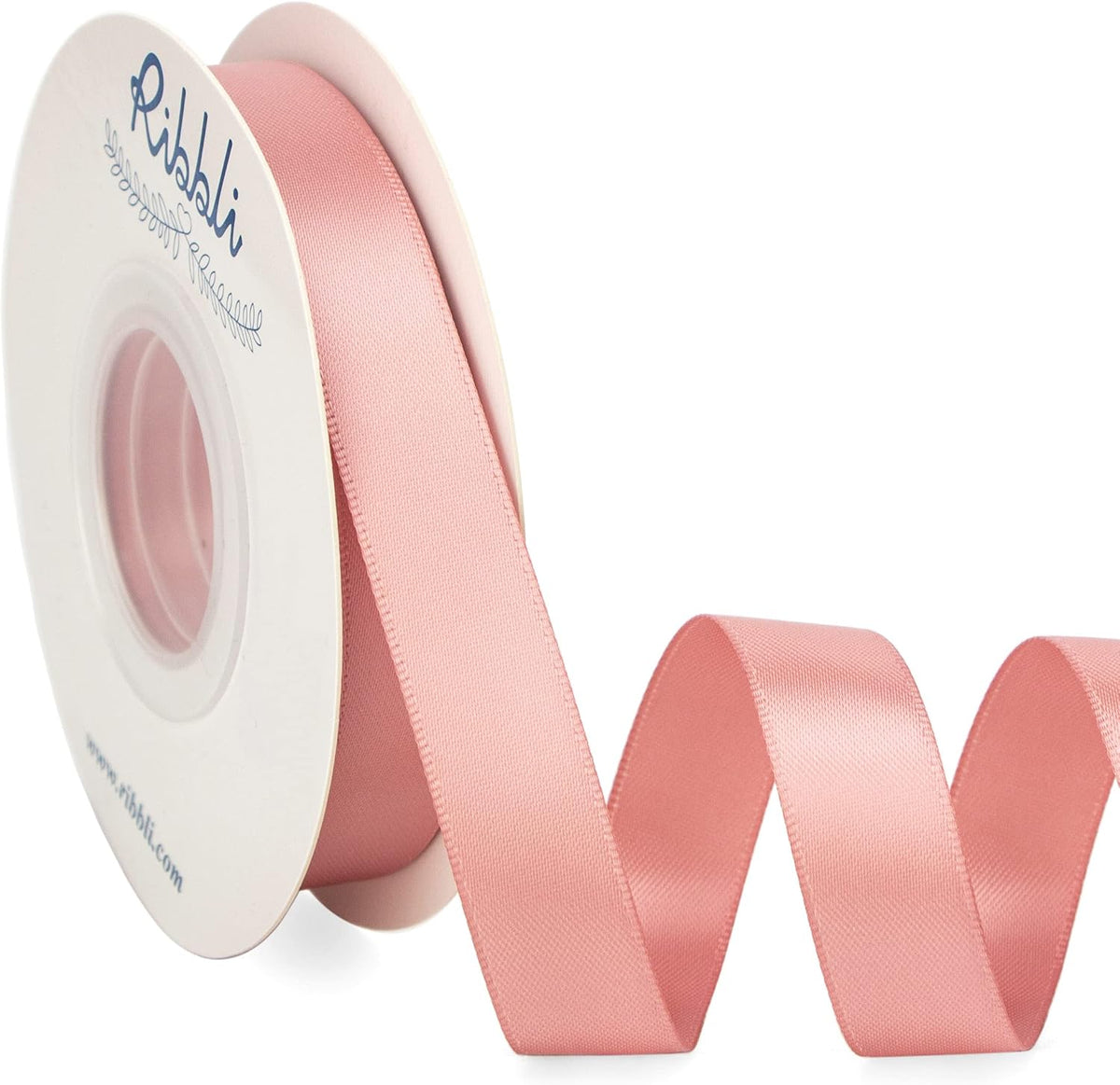 Ribbli Rose Gold Satin Ribbon 5/8 inch x Continuous 25 Yards,Double Faced Satin Use for Craft, Gift