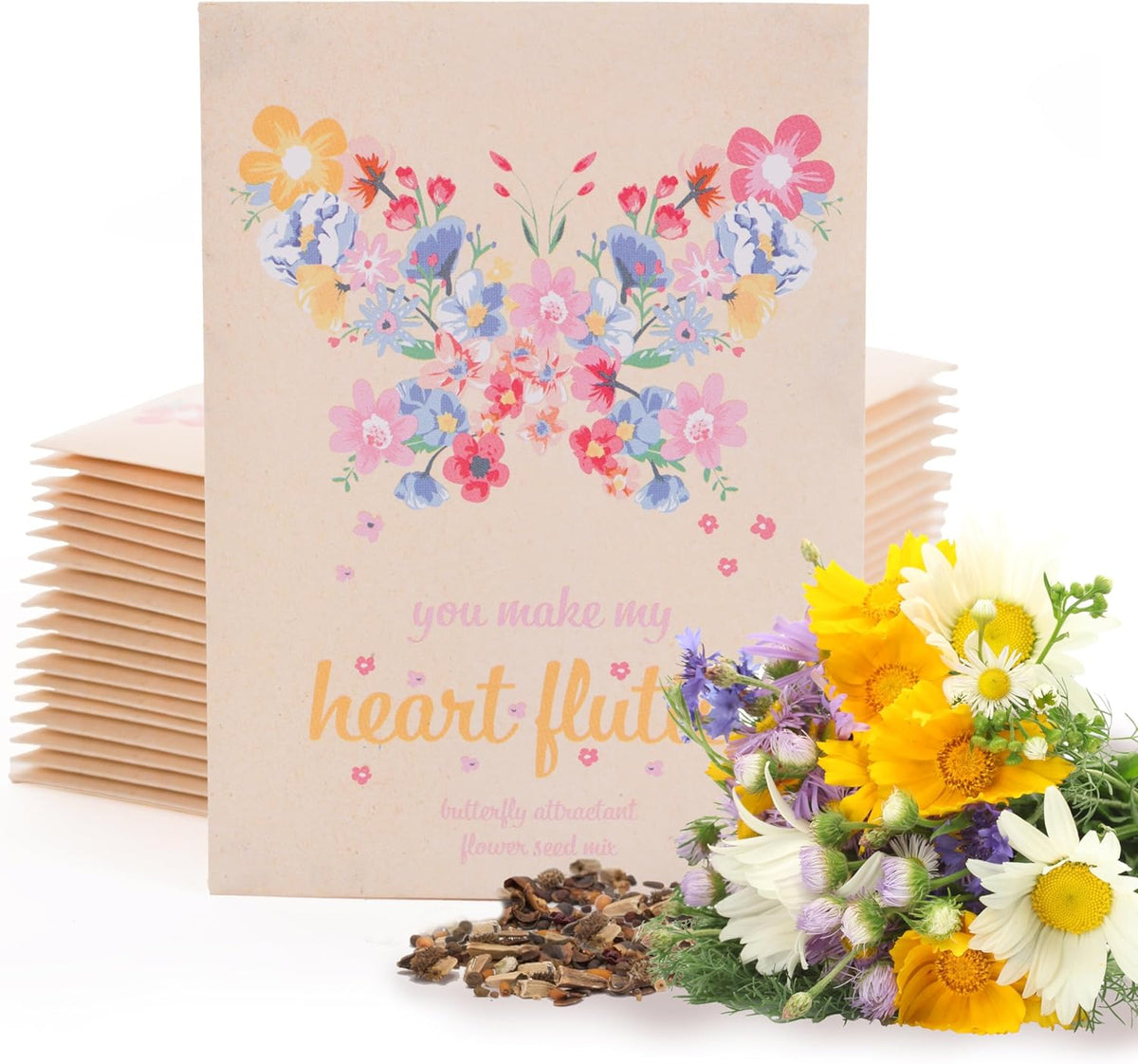 Make Your Heart Flutter 25 Bird and Butterfly Wildflower Seed Packets for Planting, A Beautiful