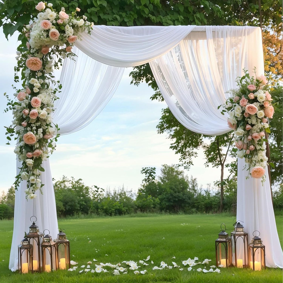 Wedding Arch Draping Fabric 2 Panels 30" X 20FT Sheer Arch Drapes Fabric White Backdrop Curtains