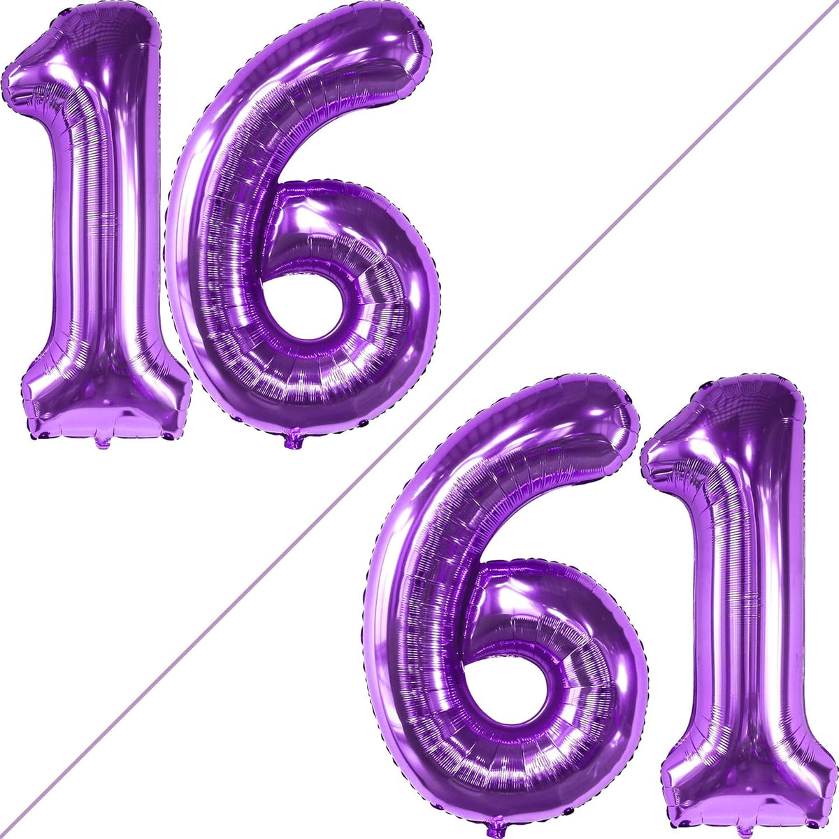 KatchOn, Purple 16 Balloons Number - Giant, 40 Inch | Mylar 16 Balloon Numbers Purple for Sweet 16