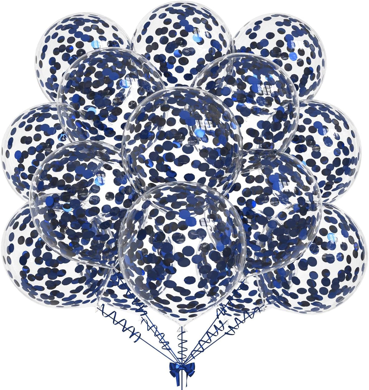 50pcs Navy Blue Foil Confetti Balloons,12 inch Latex Balloon with Navy Blue Confetti Inside for