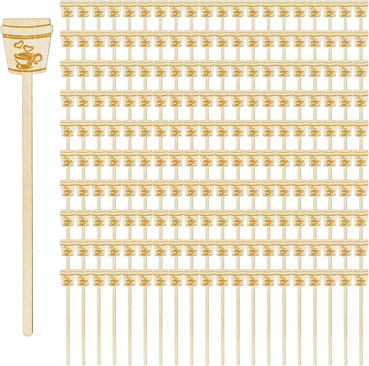 200 Pieces Wooden Coffee Stirrers, 6 inch Disposable Coffee Stir Sticks, Hot Drink Beverage