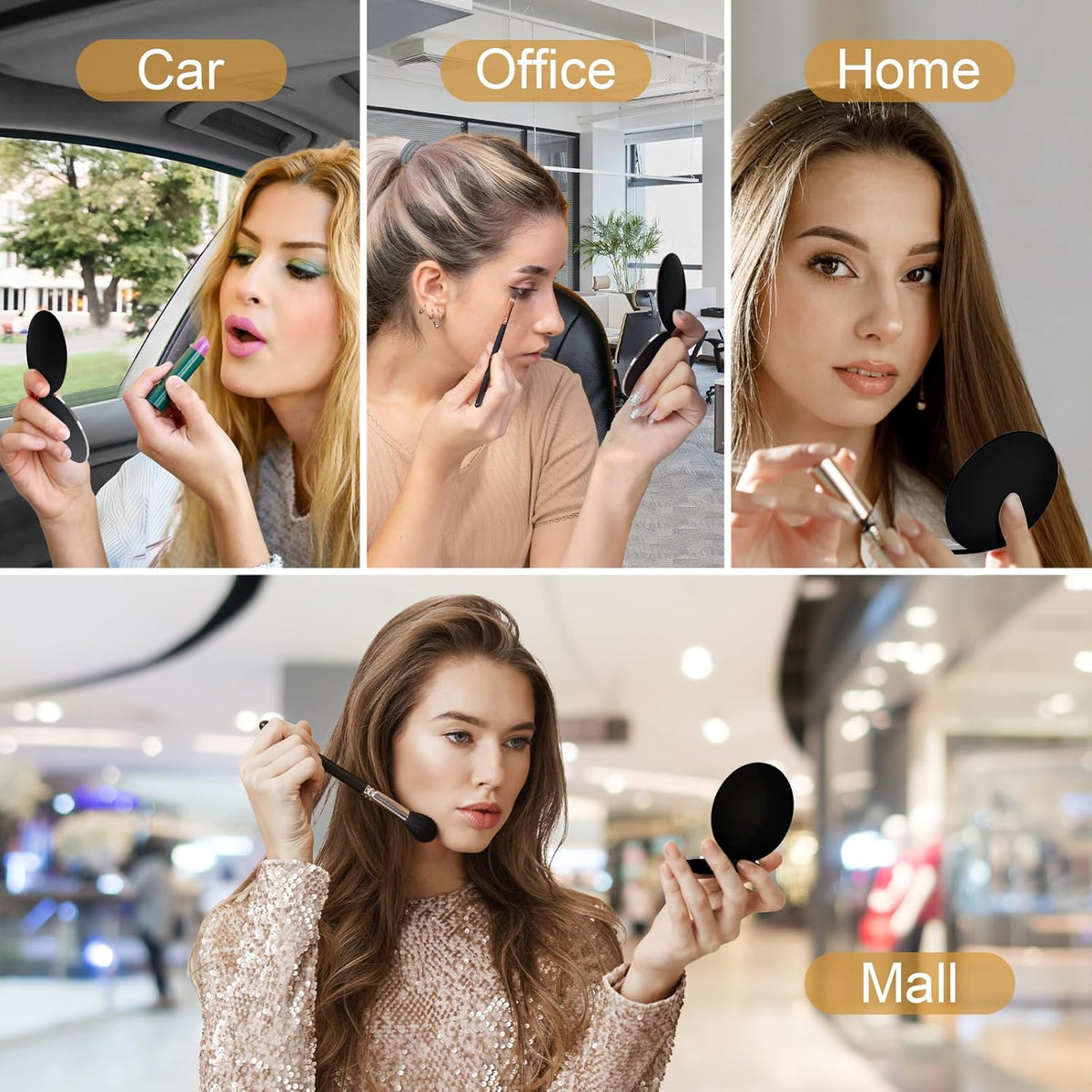 Compact Mirror with Light, 1X/3X Magnification LED Pocket Mirror with USB Data Cable,Mini Mirror