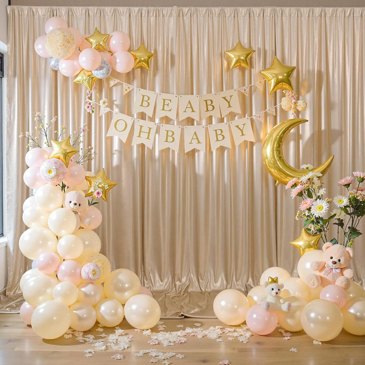 20ftx10ft Champagne Sequin Backdrop Curtain for Parties, 4 Panels Wrinkle Free Glitter Photo
