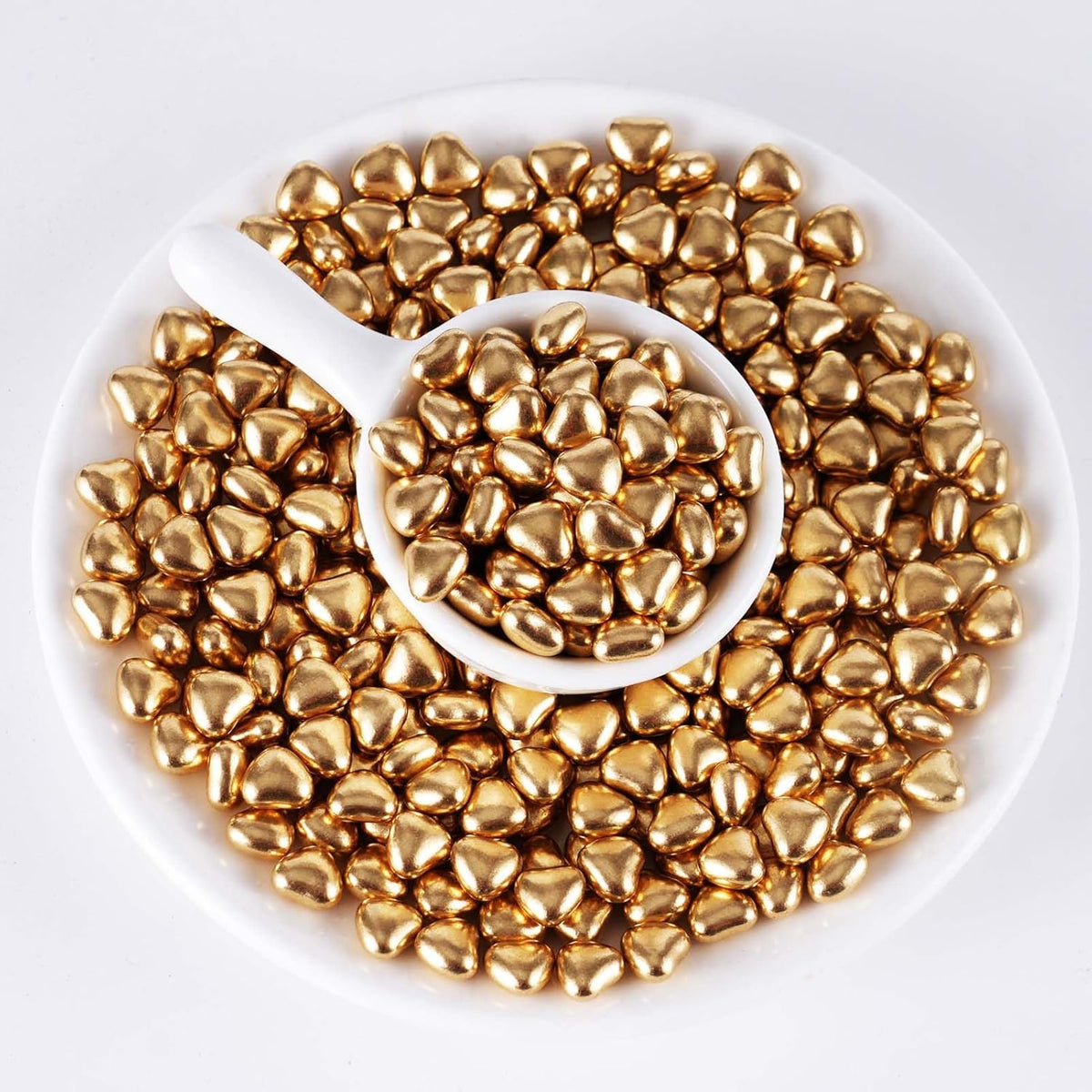 Kasvan Gold Heart Shapes Sprinkles - Edible Candy Pearls 100g/3.58 Oz, Mix Size, Baking Cake