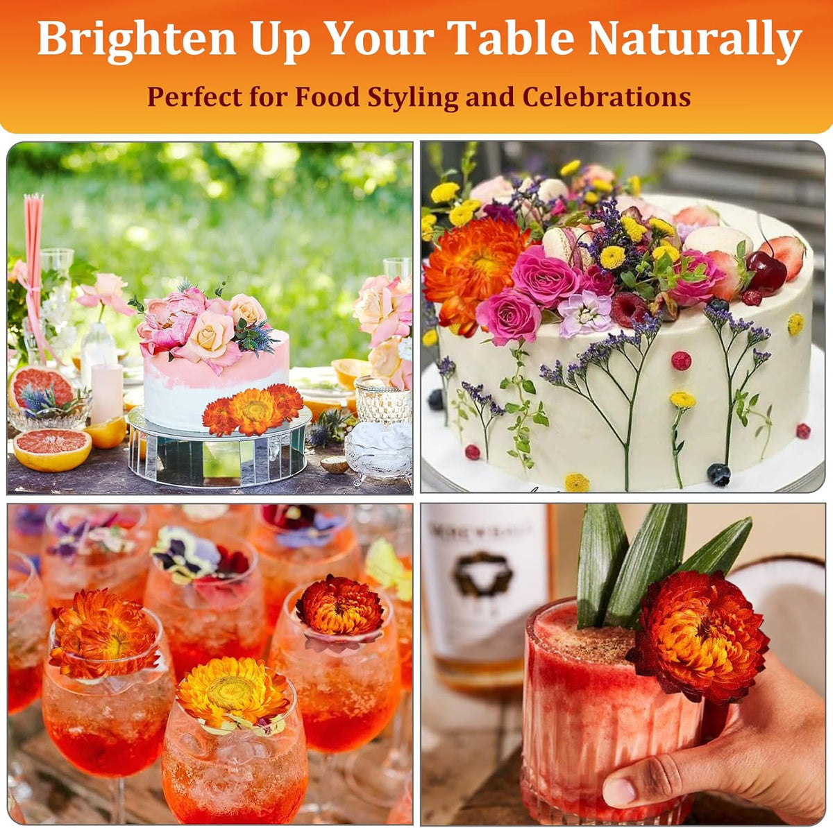 100+ Edible Dried Flowers for Cake Decoration – Food Grade Mixed Natural Colorful Chrysanthemum