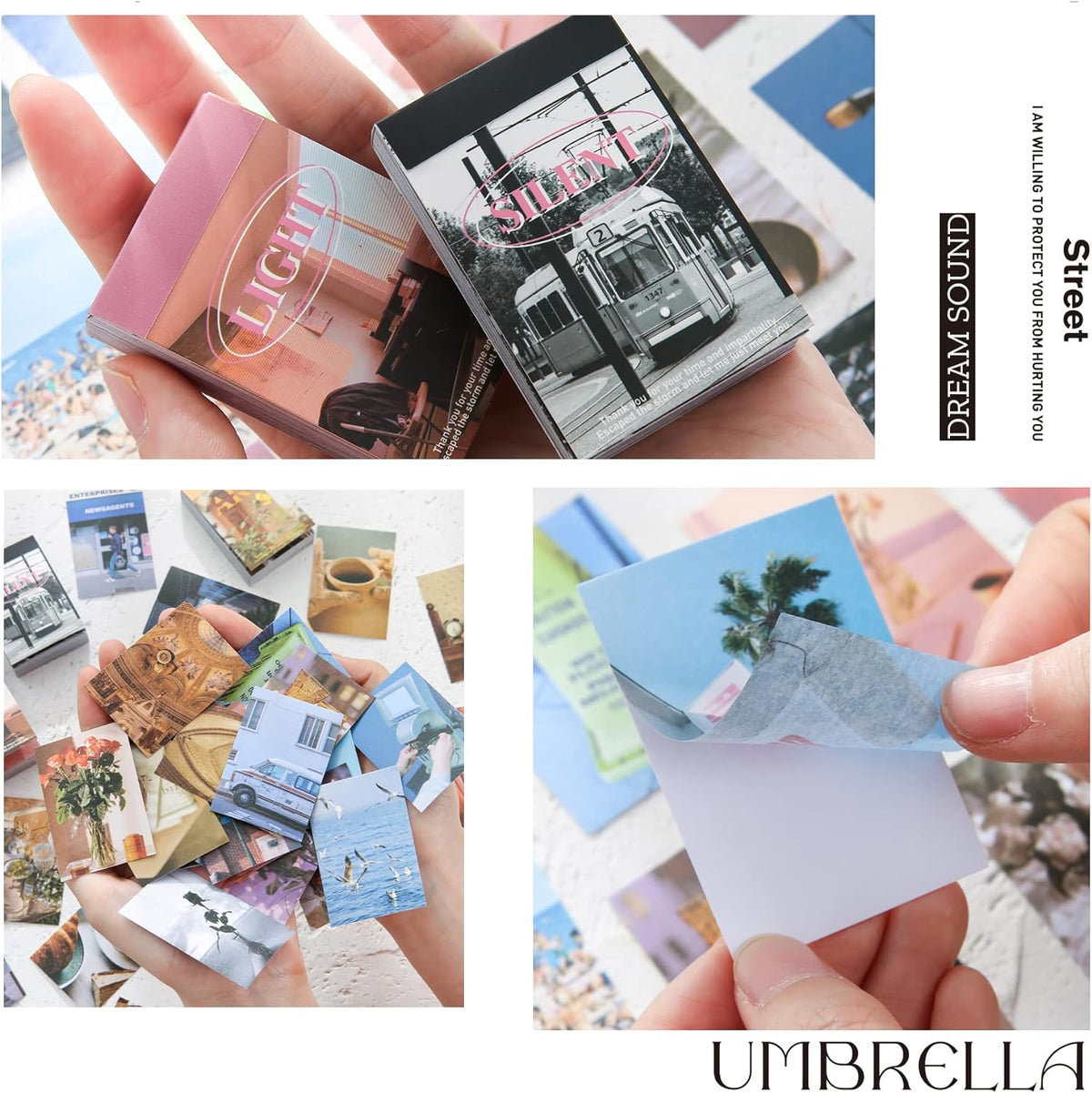 6 Sets 300 Pcs Washi Stickers Book for Journaling, Daily Scenery Life Stuff Travel Sricker Vintage