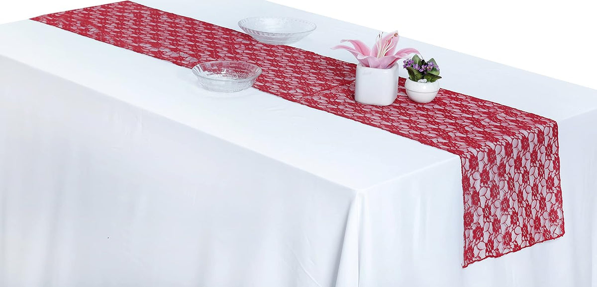 MDS Pack of 15 Wedding 12 x 108 inches Lace Table Runner for Wedding, Decorations for Birthday