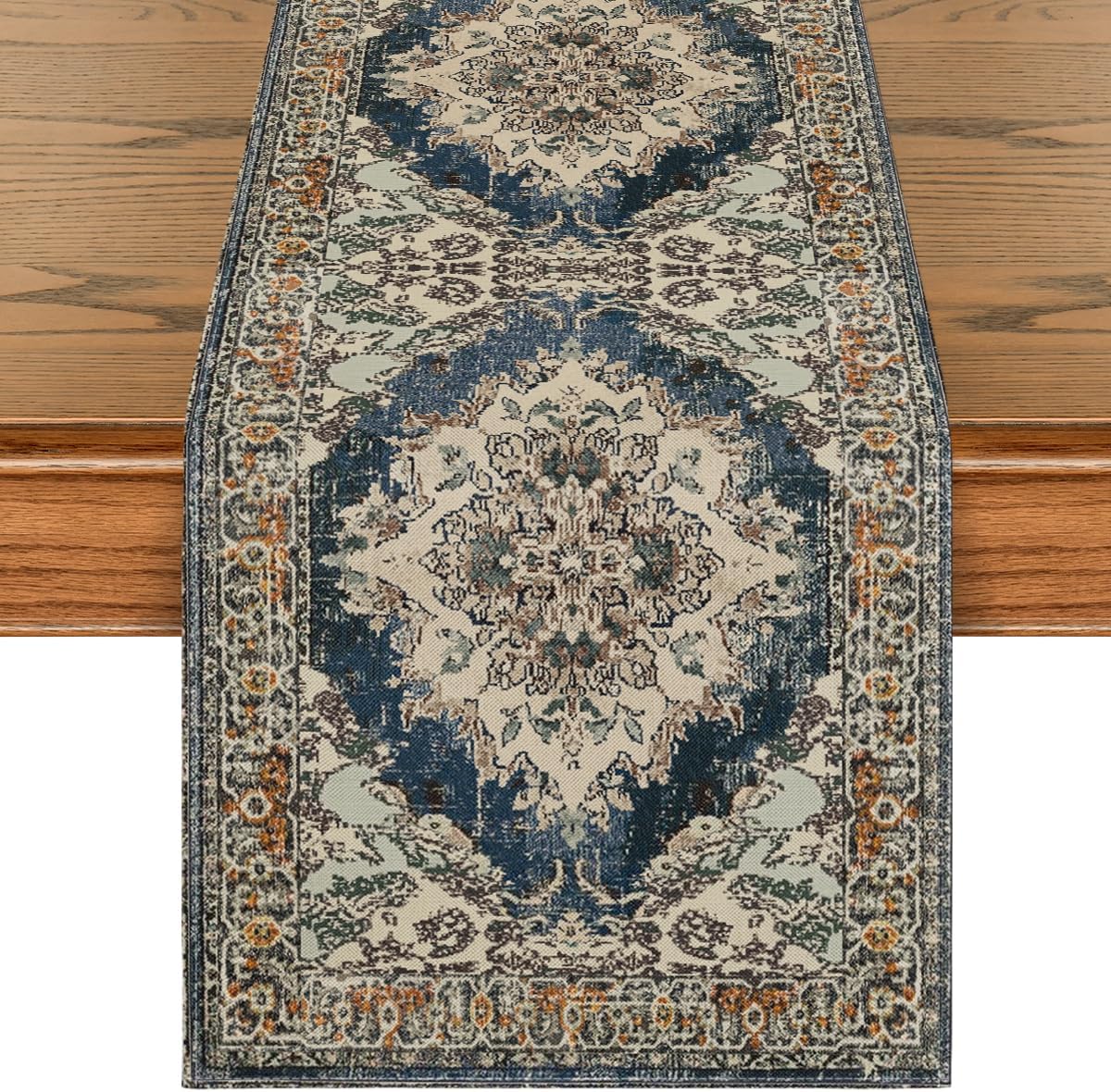 Artoid Mode Boho Bohemia Style Black Table Runner, Country Rustic Farmhouse Magical Fall Kitchen