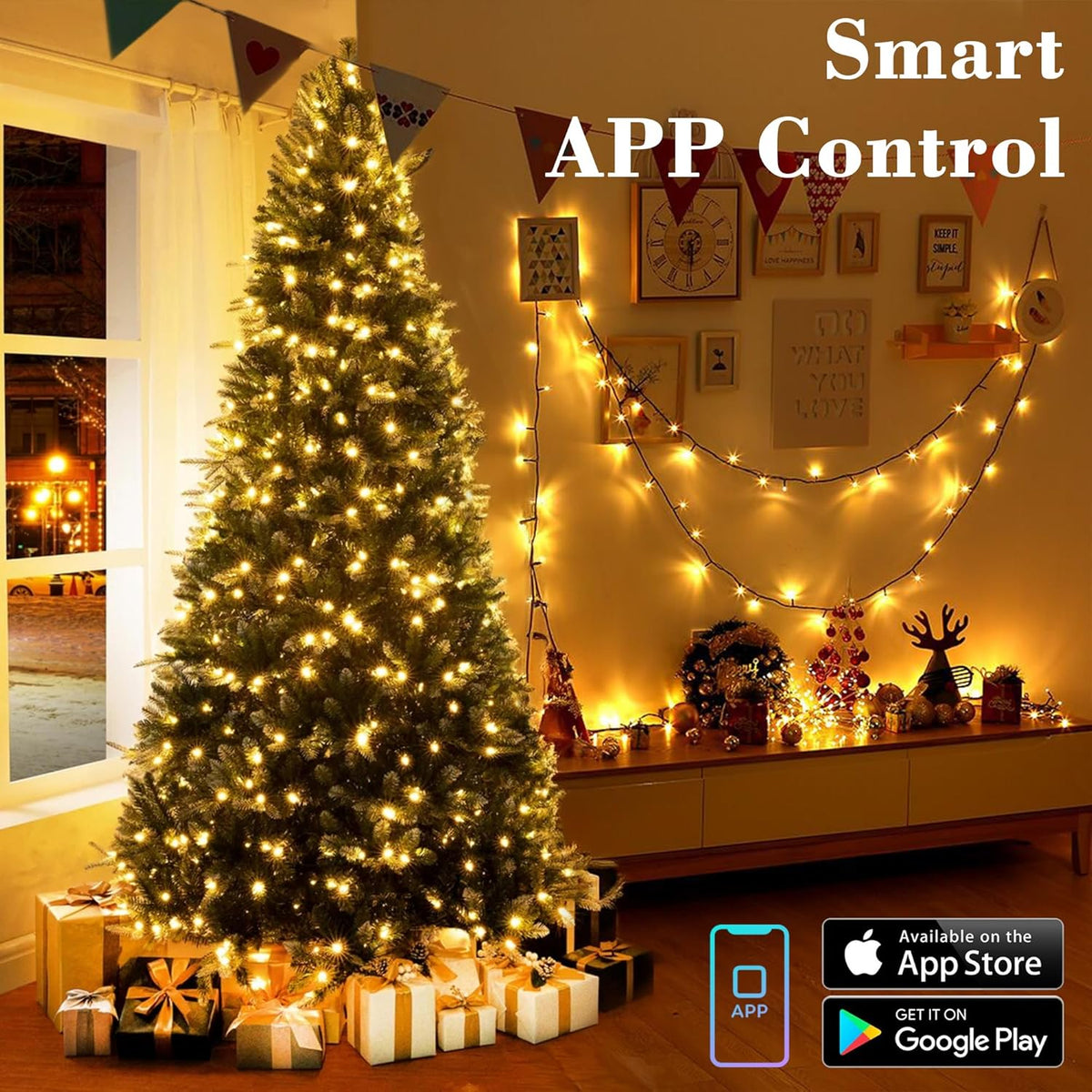 BrizLabs Smart Christmas Lights, 164ft 500 LED Color Changing Xmas Fairy Lights with APP/Voice