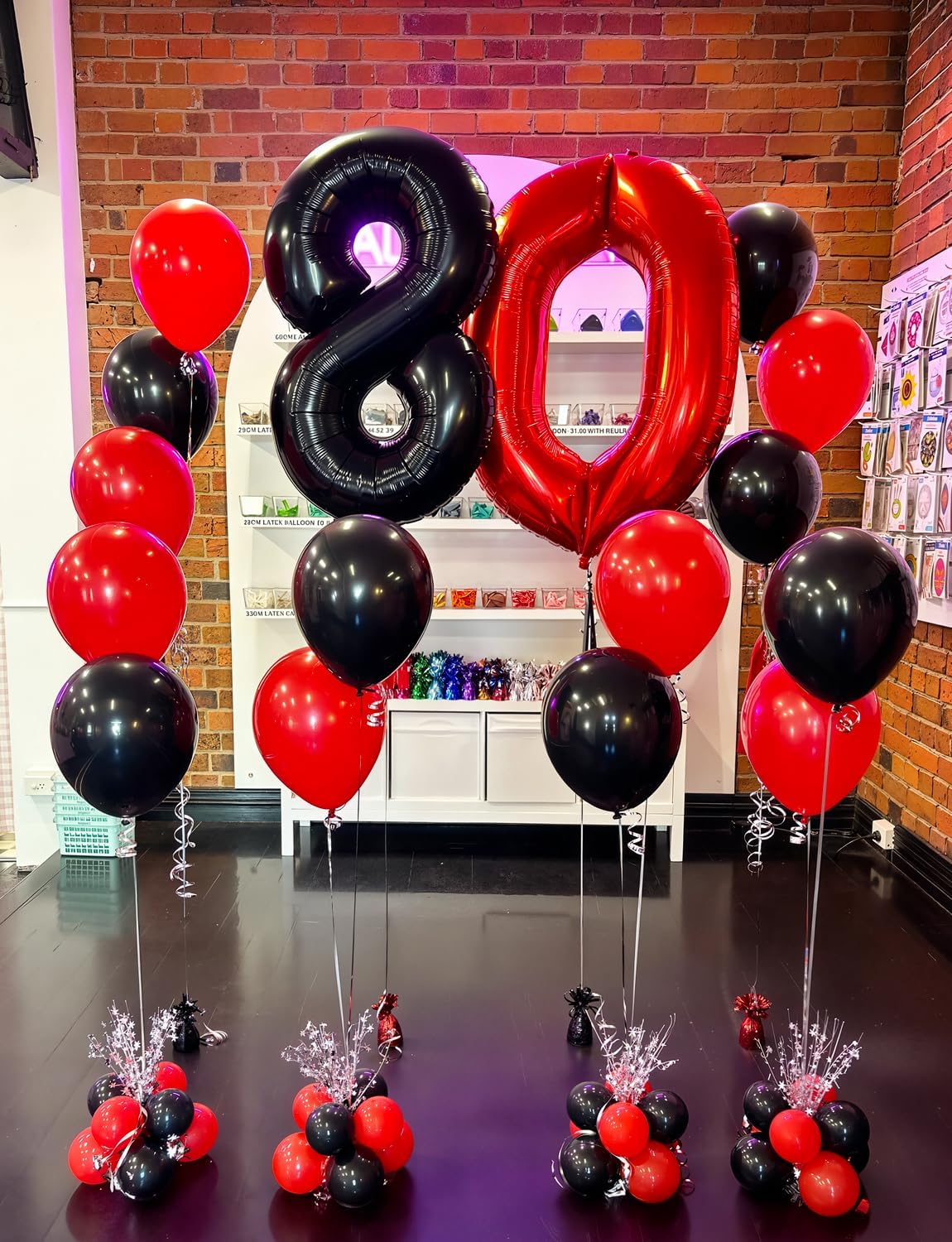 Red and Black Balloons - 12 Inch Red Black Latex Balloons Glitter Confetti Balloon Party Balloon