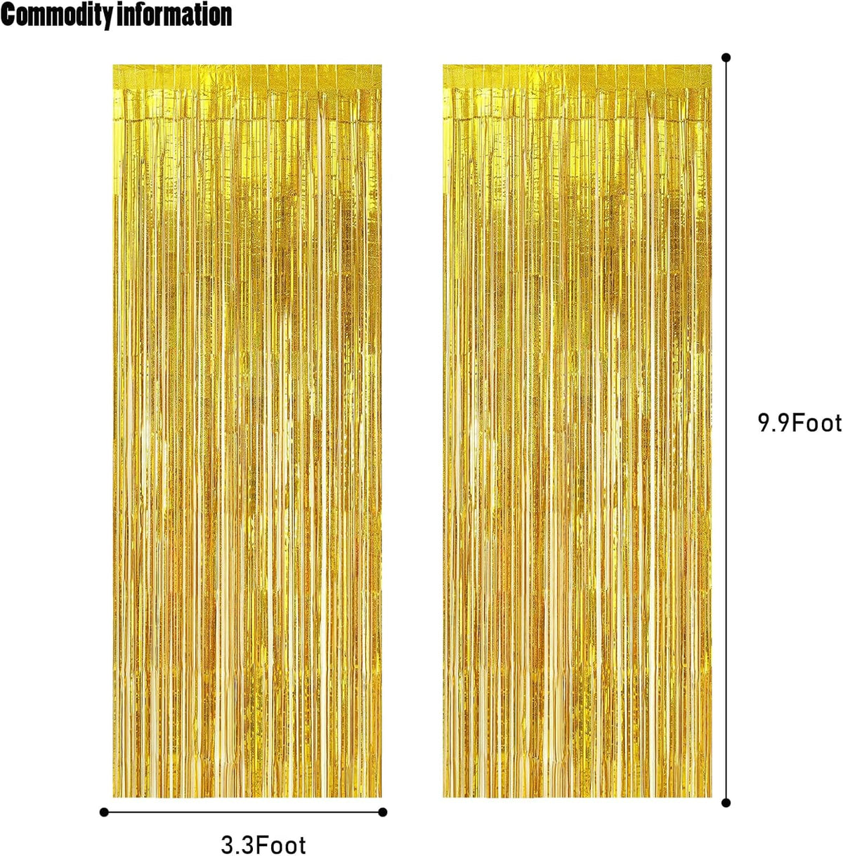 CANREVEL 2 Pack 3.3x8.2 Feet Laser Gold Foil Fringe Backdrop Curtains, Tinsel Streamers Birthday