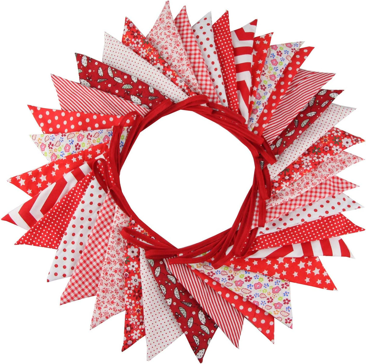 10M/32Ft Triangle Bunting Banner, 36 Pcs Cotton Fabric Flags Pennant Garlands for Birthday Party