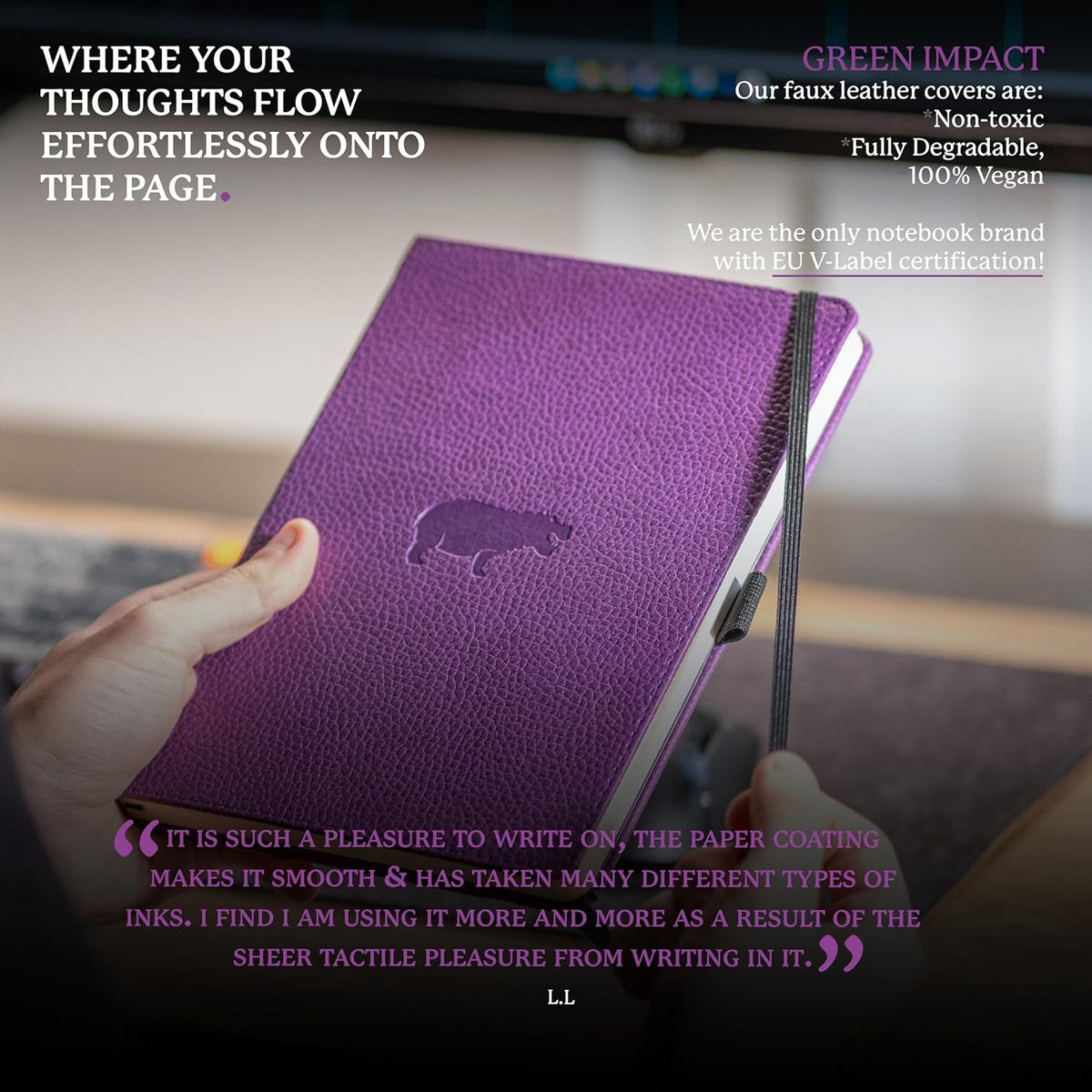 Dingbats* Wildlife Dotted Journal Notebook A5 - Vegan Leather Hard Cover, Ideal for Work, Travel