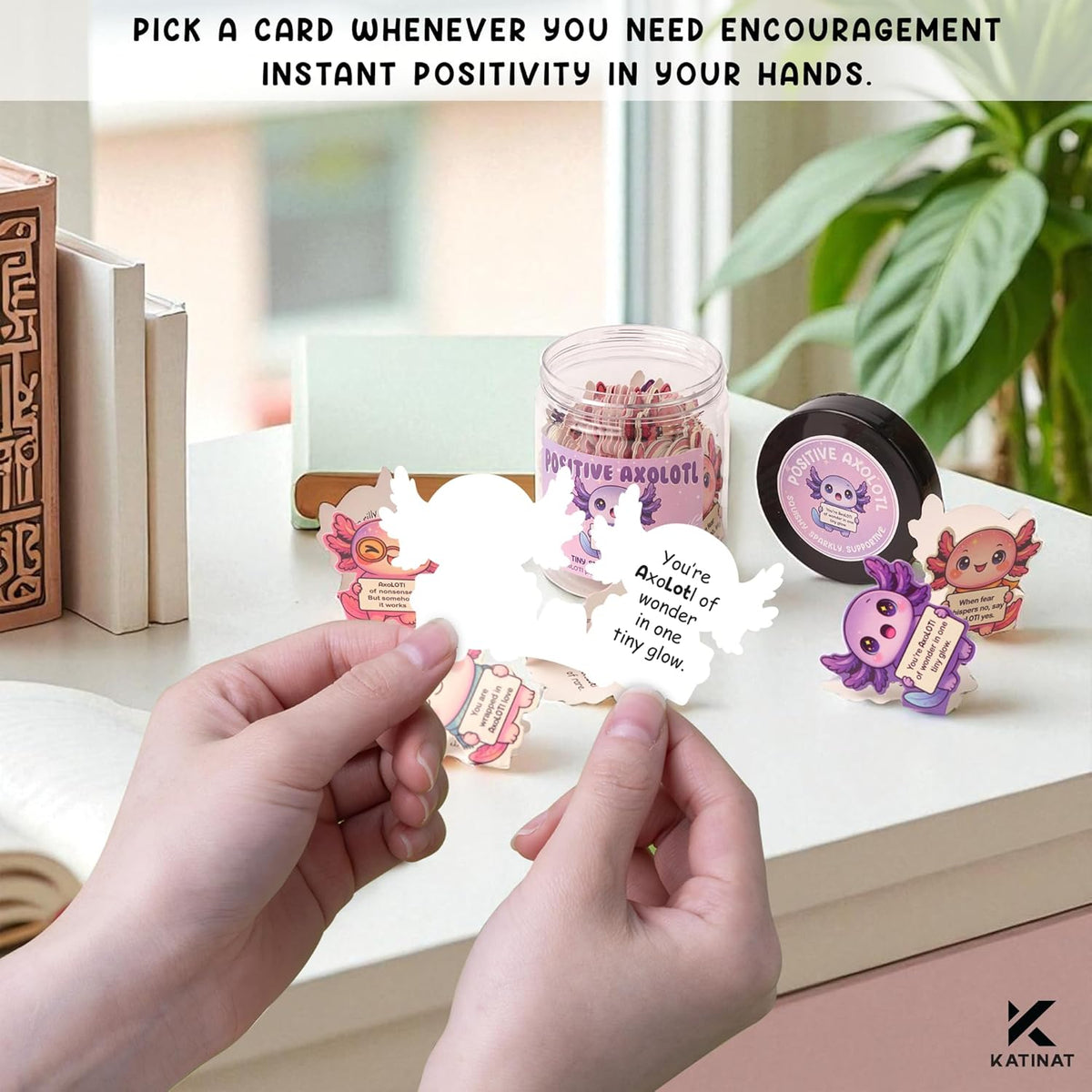 Positive Axolotl Jar – Cute Axolotl Gifts for Teens, Tweens, Daughter, Students – Back to School