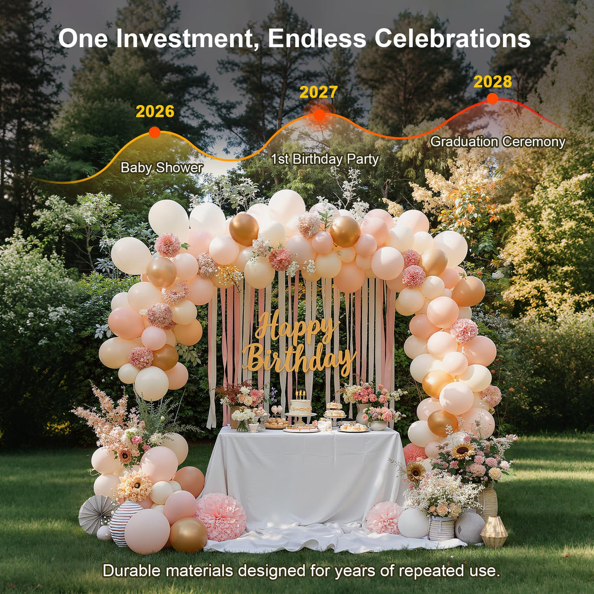 Upgraded Balloon Arch Kit, Large Adjustable Stand with Base, 10Ft Wide & 9FT Tall for Birthday