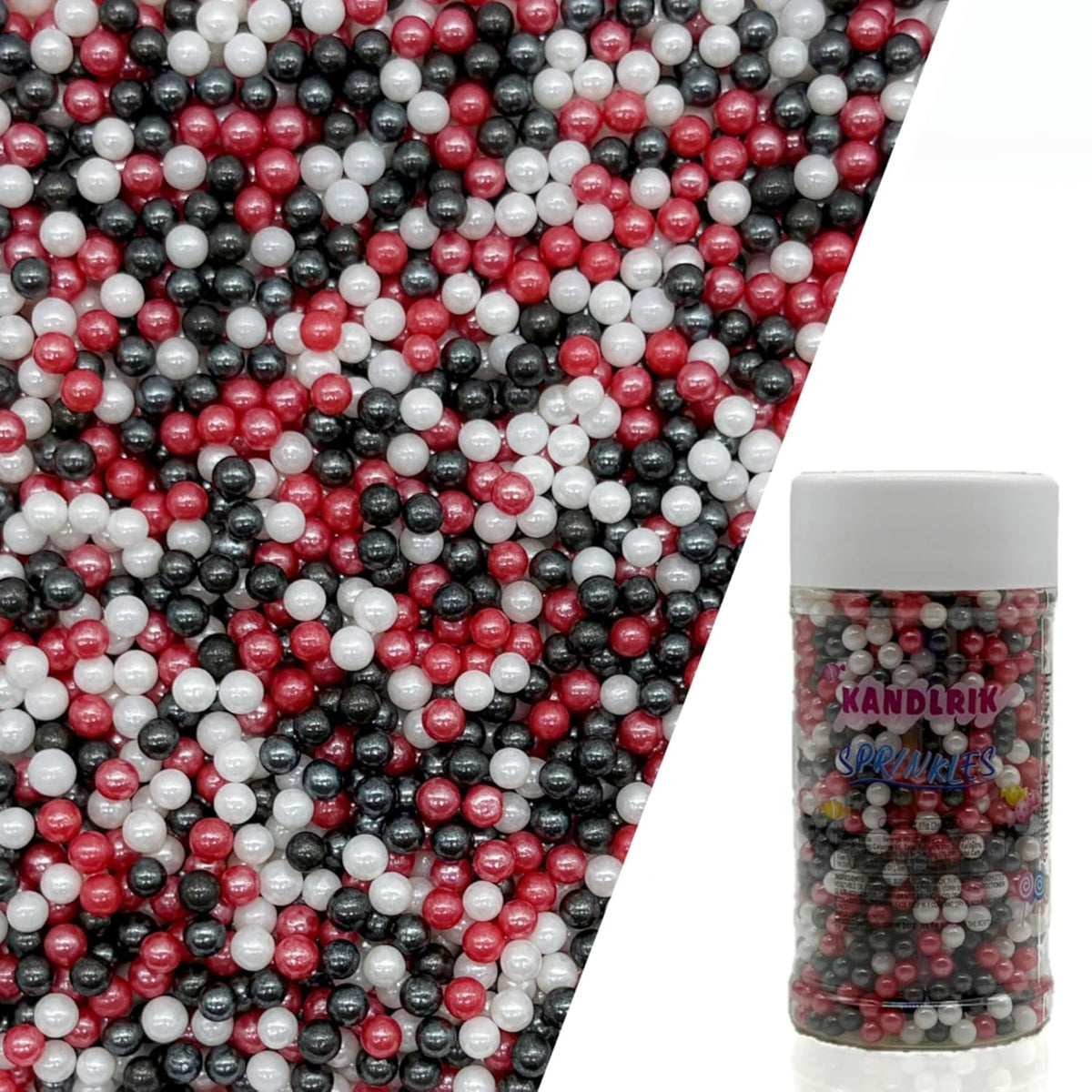 Edible Red & Black & White Pearl Sugar Sprinkles Candy 4mm Mini Pearls Cake Decorations Cupcake