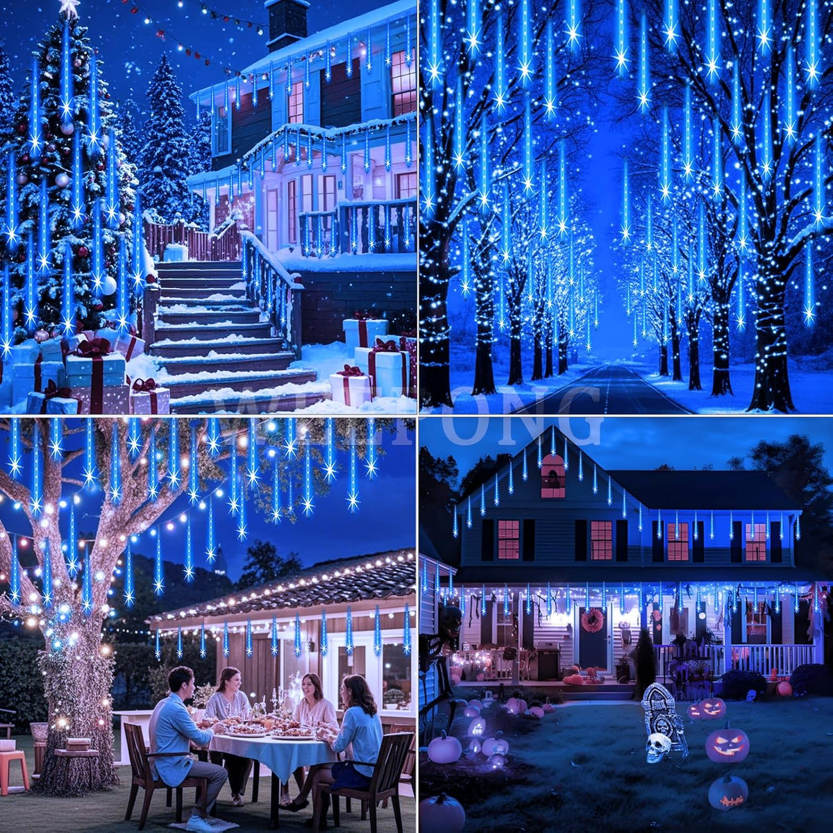 Meteor Shower Lights Outdoor Christmas Lights UL Certified Falling Rain Drop Snowfall Icicle