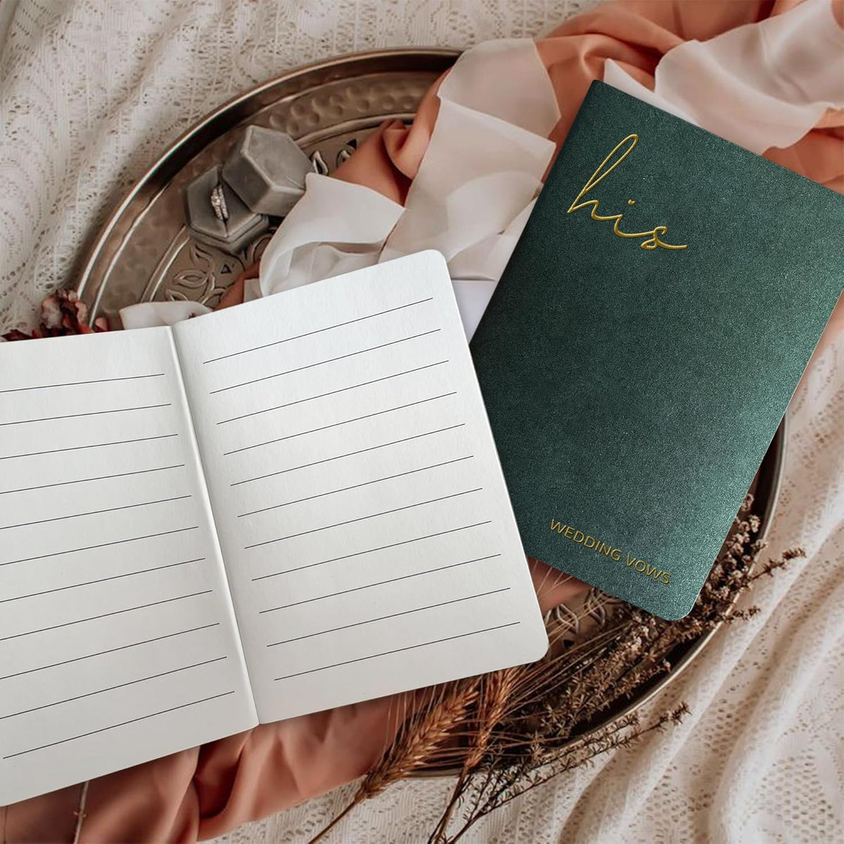 Vow Books His and Hers Wedding Vow Books with Soft Touch Gold Foil Engraving Wedding Essentials
