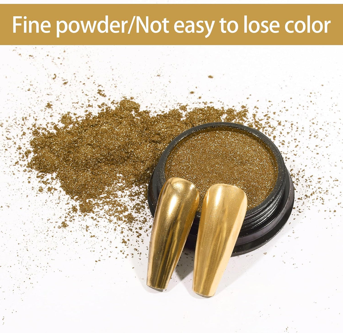 Artdone Chrome Nail Powder, Gold Iridescent Aurora Powder Metallic Mirror Effect Pigment
