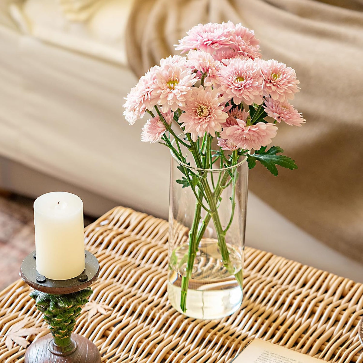 7pcs Glass Cylinder Vases for Centerpieces - 8 Inch Tall Glass Vases for Flower, Clear Flower Vase