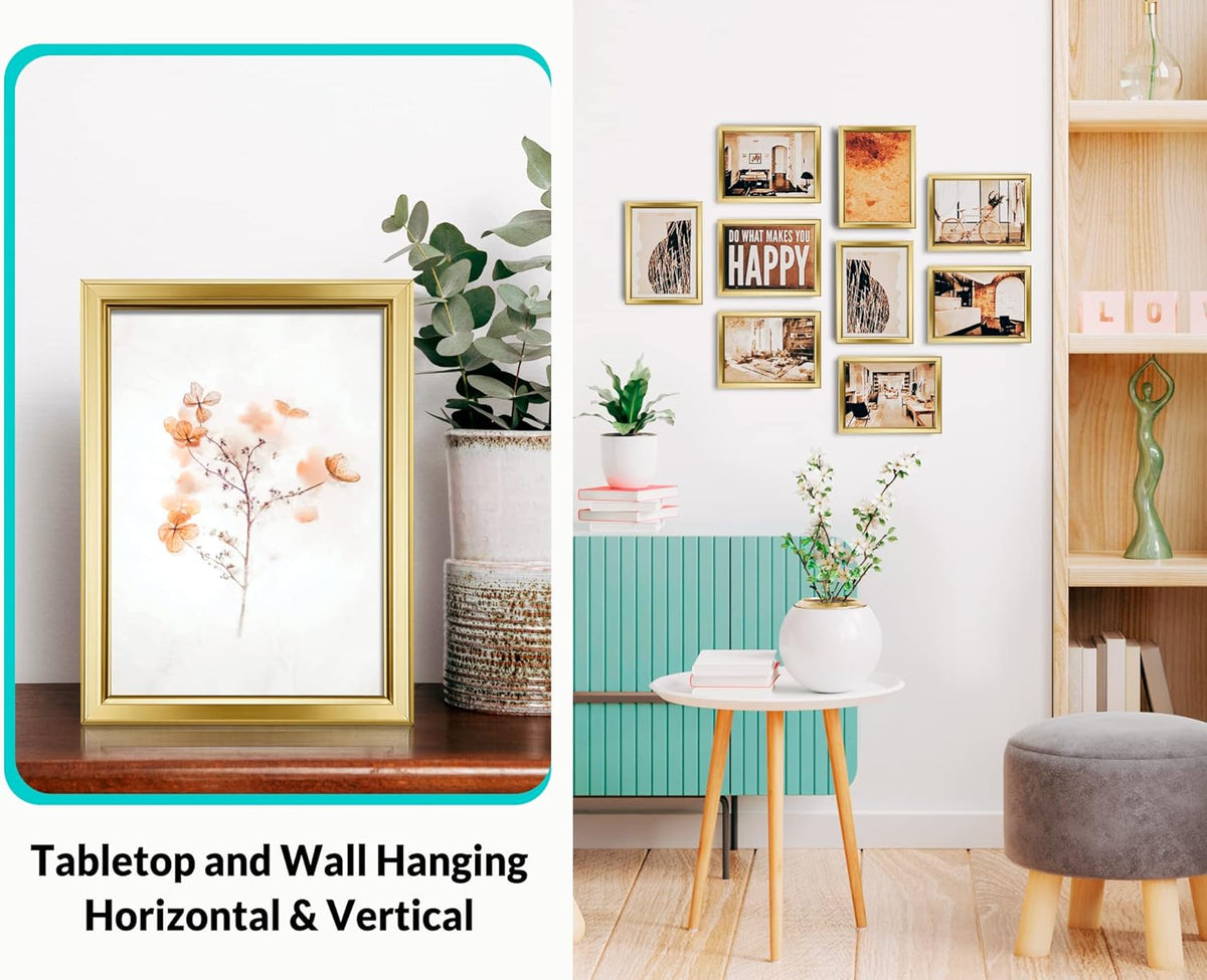LaVie Home 5x7 Picture Frames (12 Pack, Gold) Simple Designed Photo Frame with High Definition