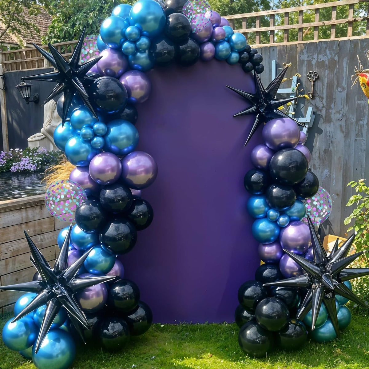Black Purple Blue Balloons, 12 Inch Metallic Blue Dark Purple Blue Black Confetti Balloons for Girl