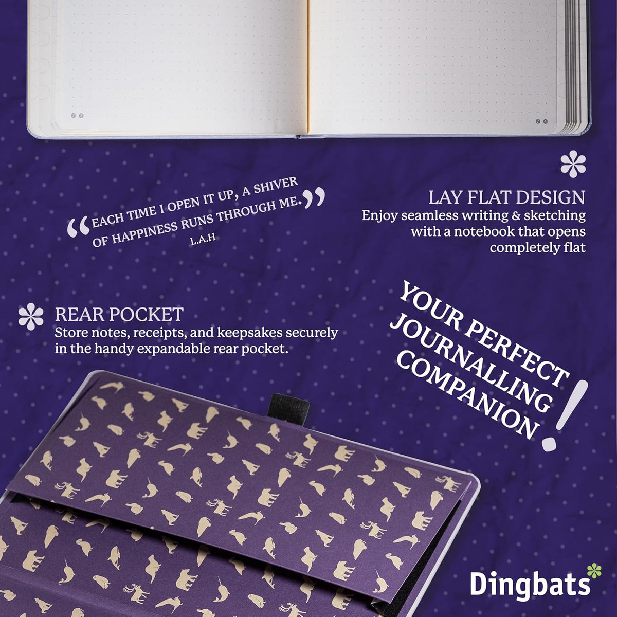 Dingbats - Earth Dotted A5 Medium Notebook, Glicine Arctic - Hardcover - Cream 100gsm Ink-Proof