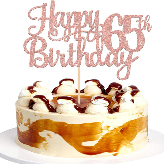 1 PCS Happy 65th Birthday Cake Topper Glitter Cheers to 65 Years Birthday Cake Pick 65 Fabulous