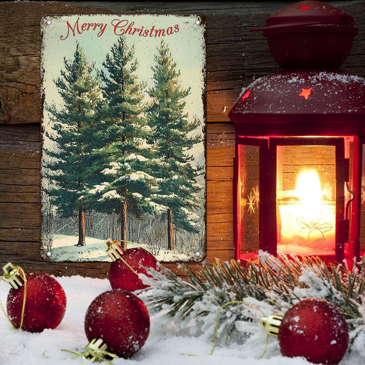 Vintage Christmas Decor Sign Christmas Tree Metal Tin Sign Merry Christmas Retro Tin Sign for