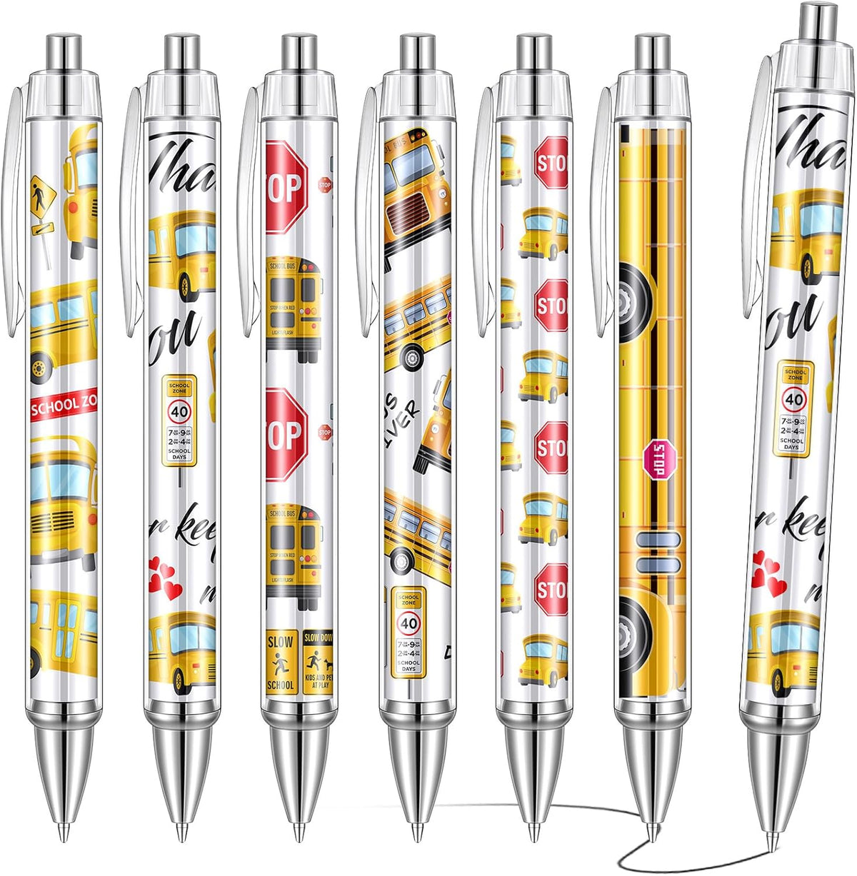 24 Pcs Bus Driver Appreciation Gifts Pens Accessories Thank You Work Ballpoint Pens Birthday Gifts